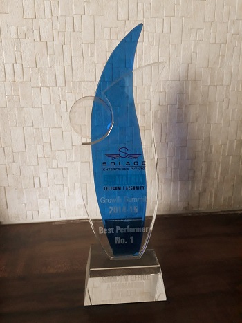 Best Performer No. 1 Award by Solace Enterprises